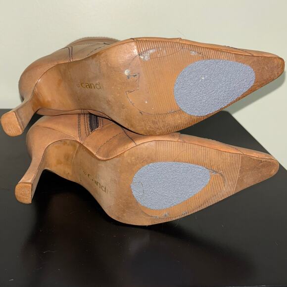 Vintage Candie’s Tan Heeled Ankle Boots Women’s 6M Pointed Toe Zip-Up Retro Y2K - Picture 4 of 6